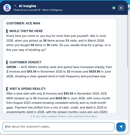 Customer Sales Intelligence &mdash; Meemo AI Insights panel